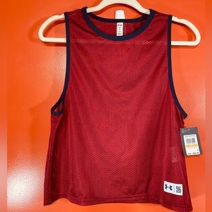 NWT Under Armour Playback Retro Mesh Tank Maroon Sz S